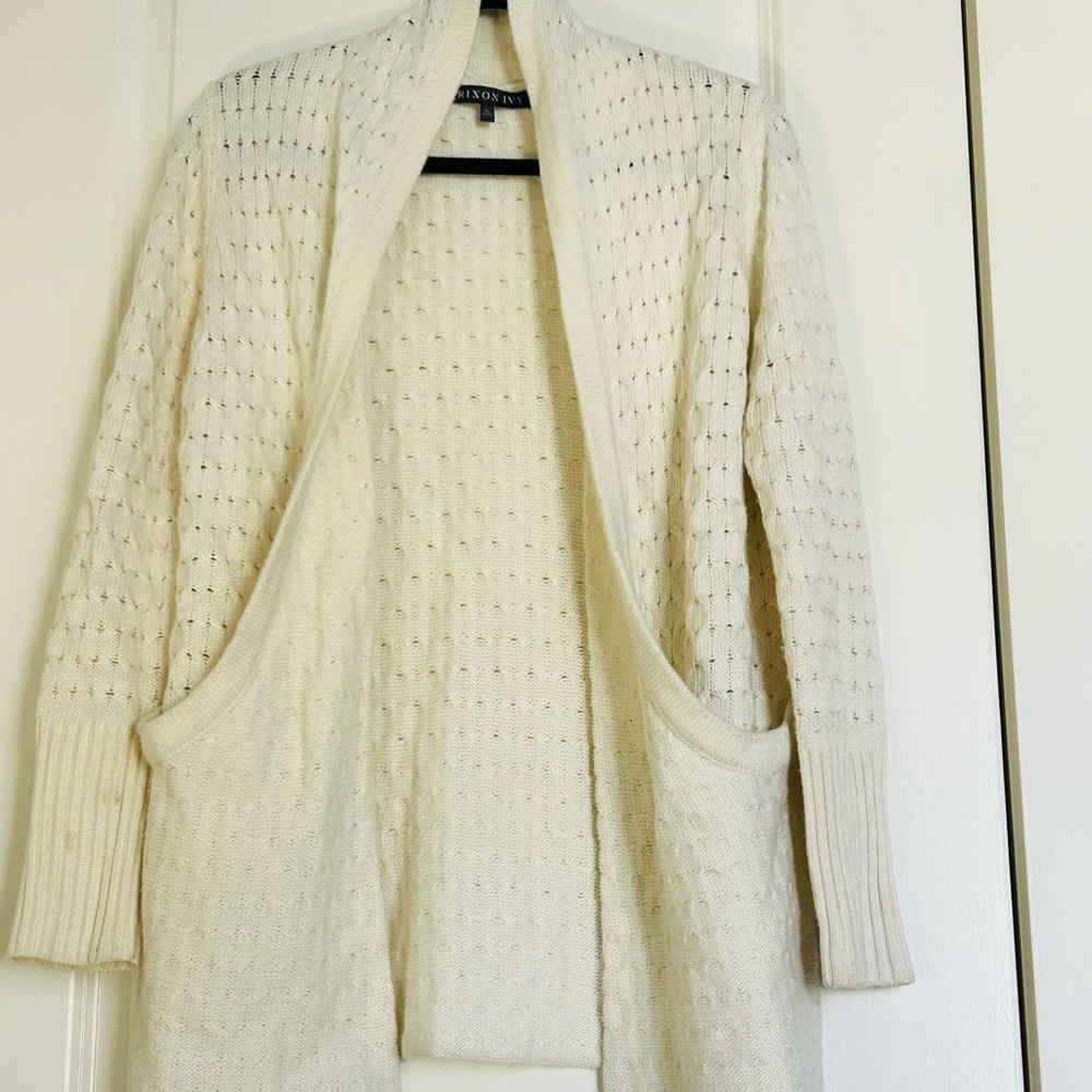 Brixon Ivy Cream Cardigan Sweater with Textured Knit Women’s Size Medium